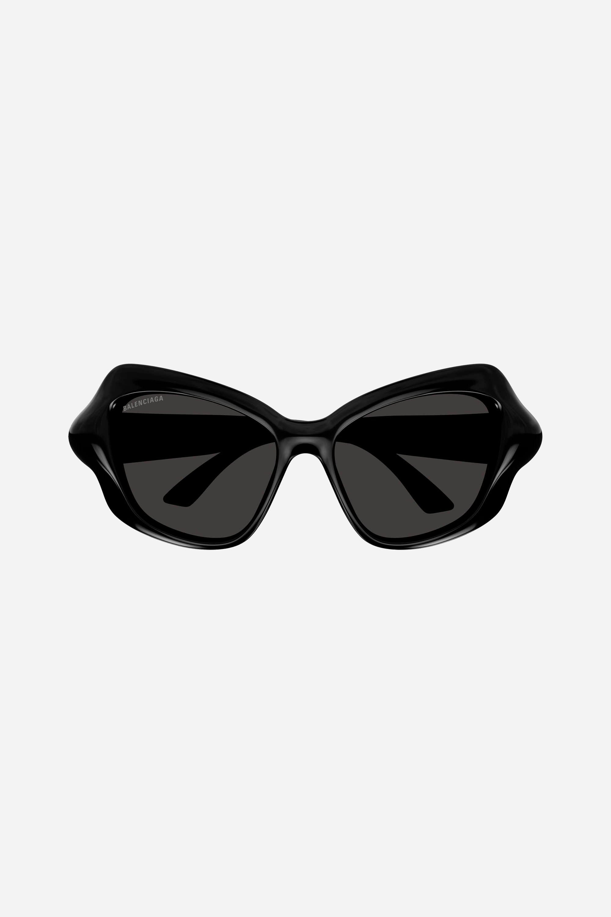 Black geometric sunglasses with gold logo